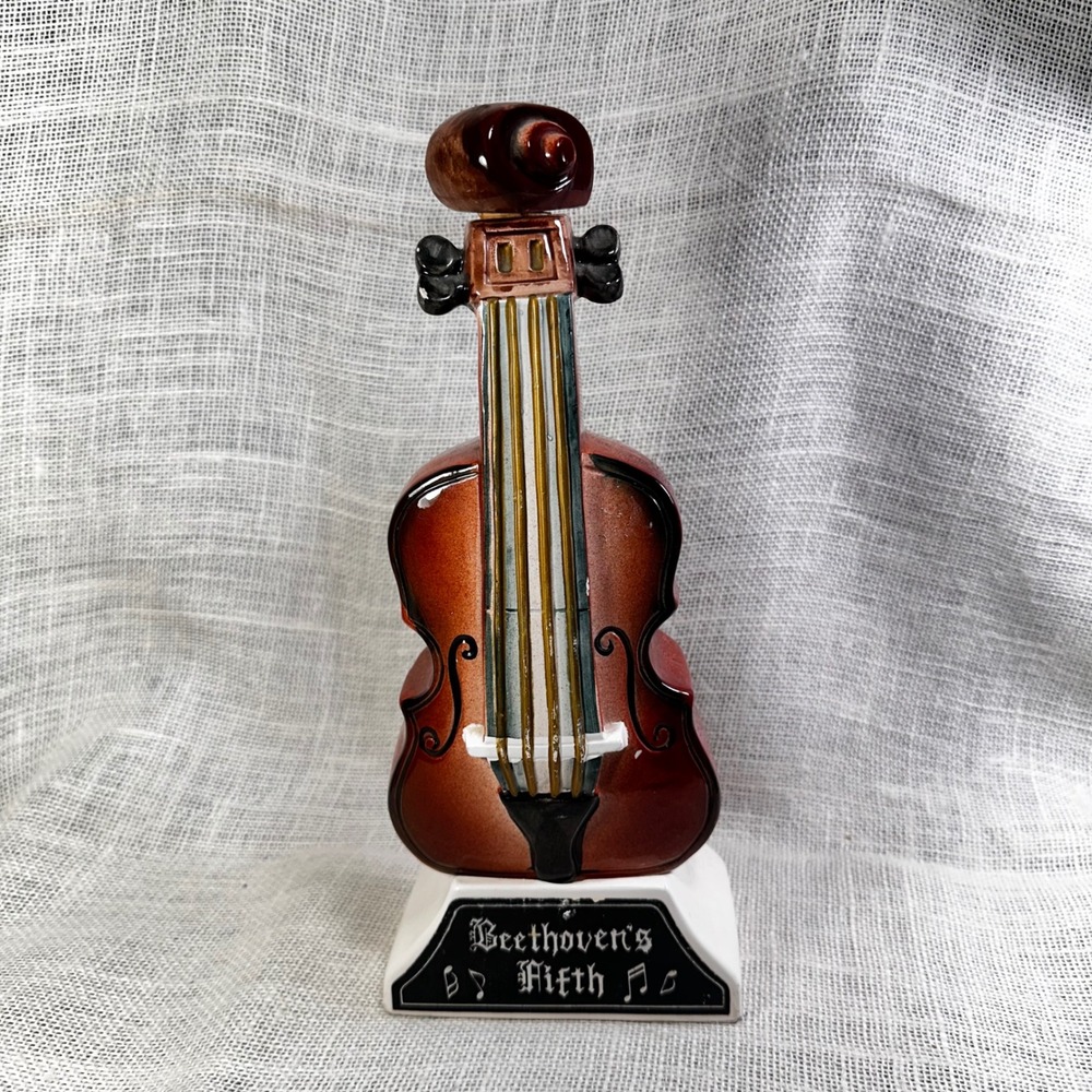 Vintage Beethovens Fifth Violin Musical Liquor Decanter Japan Ceramic Empty